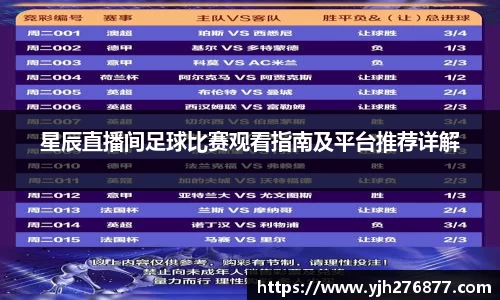星辰直播间足球比赛观看指南及平台推荐详解